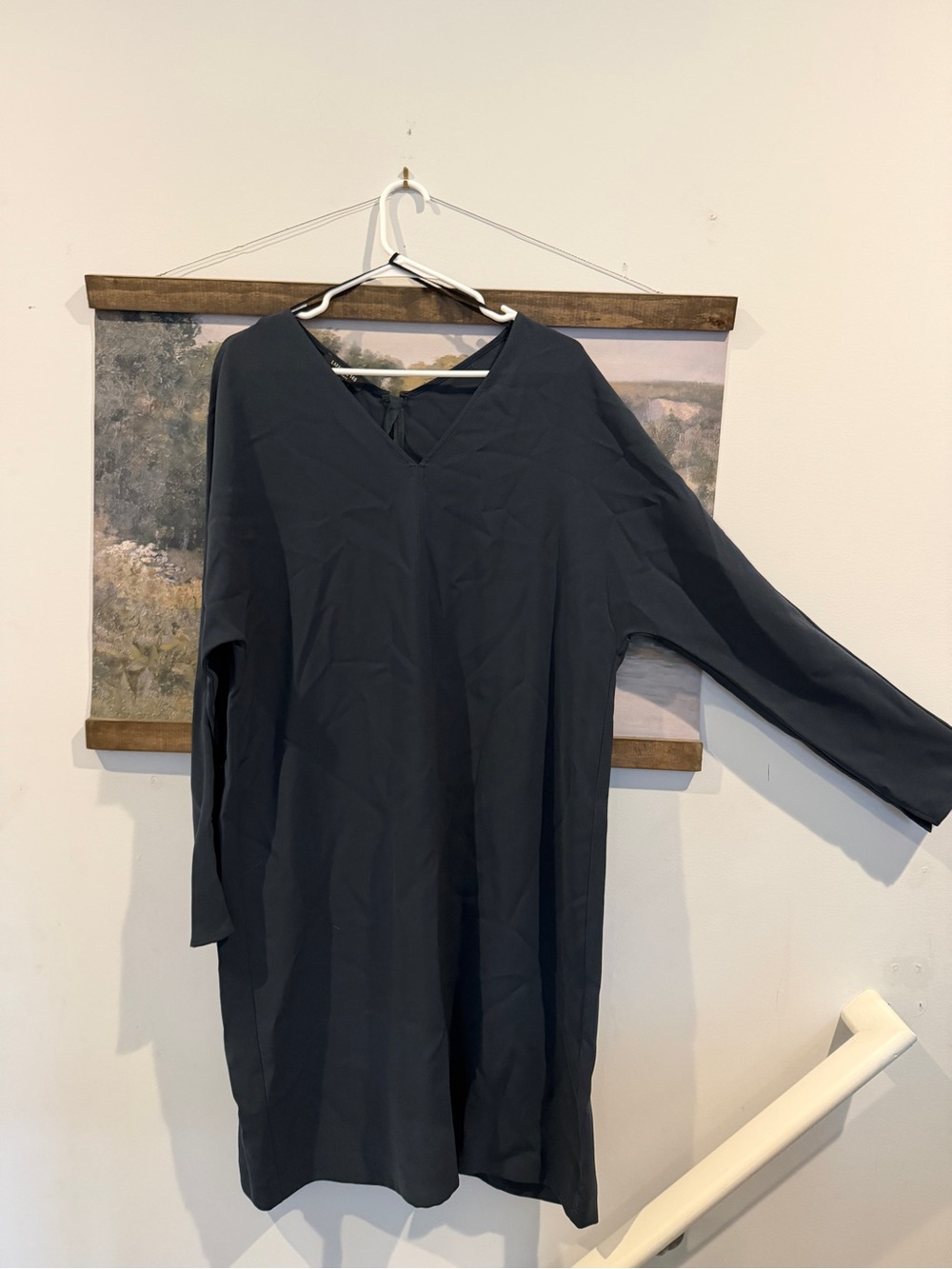 Women's V-Neck Long Sleeve Dark Green Dress